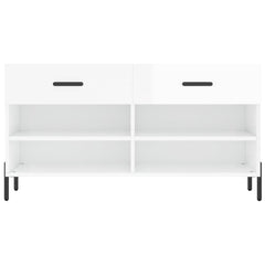 vidaXL Shoe Bench High Gloss White 102x35x55 cm Engineered Wood 6