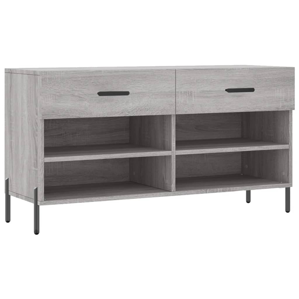 vidaXL Shoe Bench Grey Sonoma 102x35x55 cm Engineered Wood 2