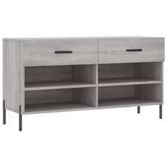vidaXL Shoe Bench Grey Sonoma 102x35x55 cm Engineered Wood 2