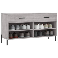 vidaXL Shoe Bench Grey Sonoma 102x35x55 cm Engineered Wood 3