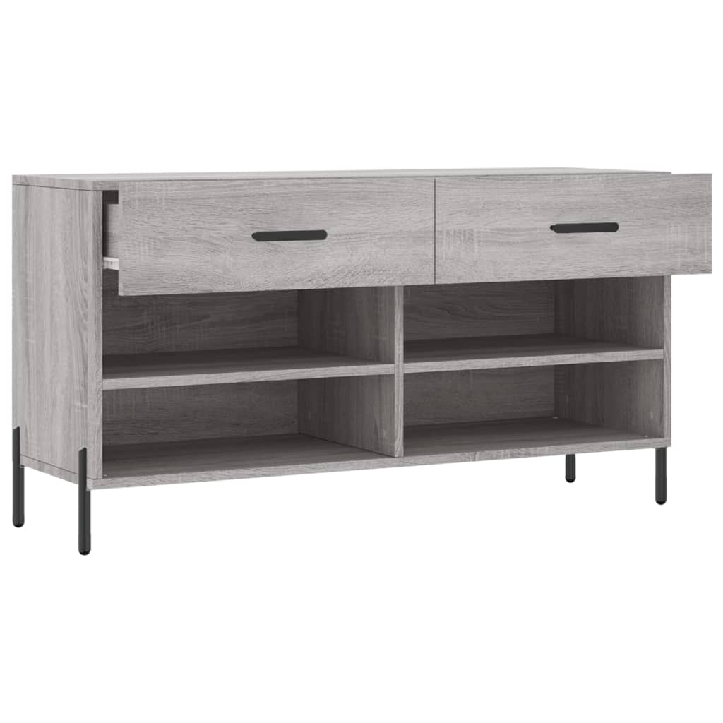 vidaXL Shoe Bench Grey Sonoma 102x35x55 cm Engineered Wood 5