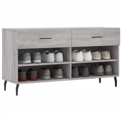 vidaXL Shoe Bench Grey Sonoma 102x35x55 cm Engineered Wood 3