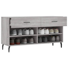 vidaXL Shoe Bench Grey Sonoma 102x35x55 cm Engineered Wood 4