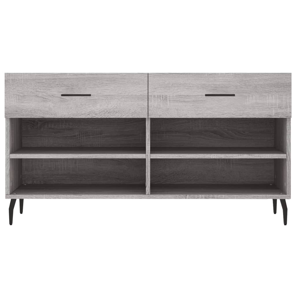 vidaXL Shoe Bench Grey Sonoma 102x35x55 cm Engineered Wood 6