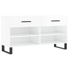 vidaXL Shoe Bench High Gloss White 102x35x55 cm Engineered Wood 2