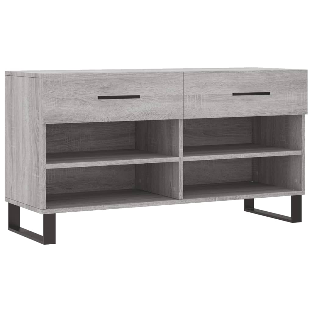 vidaXL Shoe Bench Grey Sonoma 102x35x55 cm Engineered Wood 2