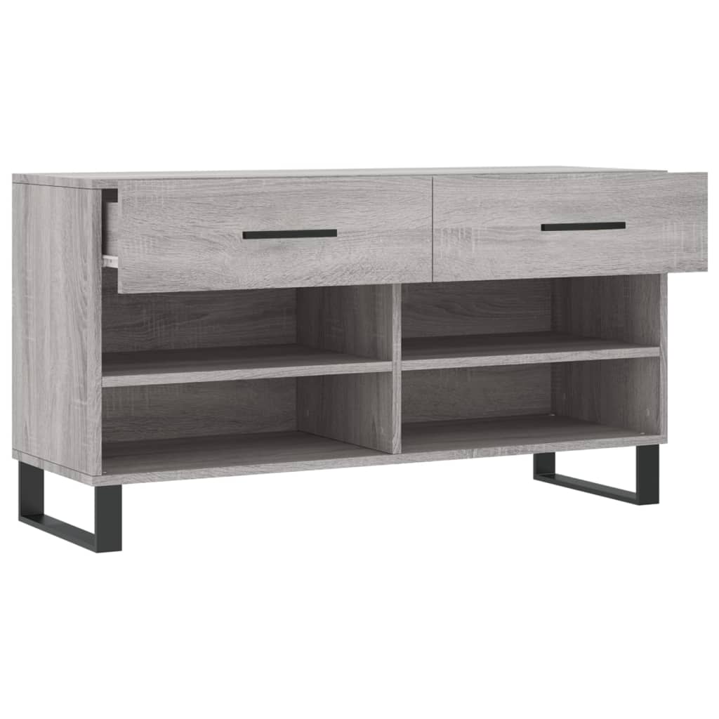 vidaXL Shoe Bench Grey Sonoma 102x35x55 cm Engineered Wood 5