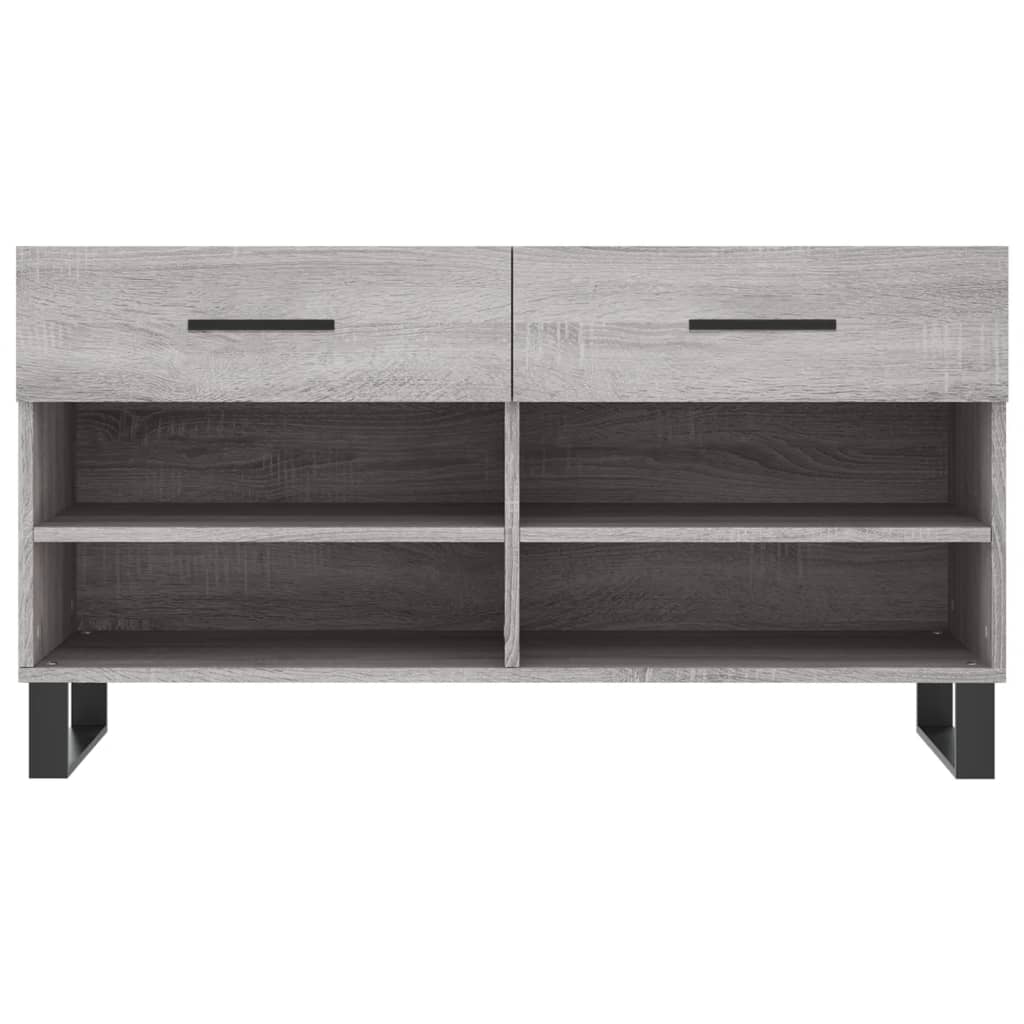 vidaXL Shoe Bench Grey Sonoma 102x35x55 cm Engineered Wood 6