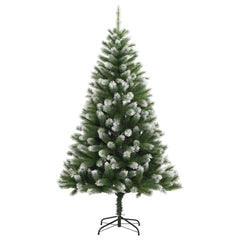 vidaXL Artificial Hinged Christmas Tree with Flocked Snow 150 cm 2