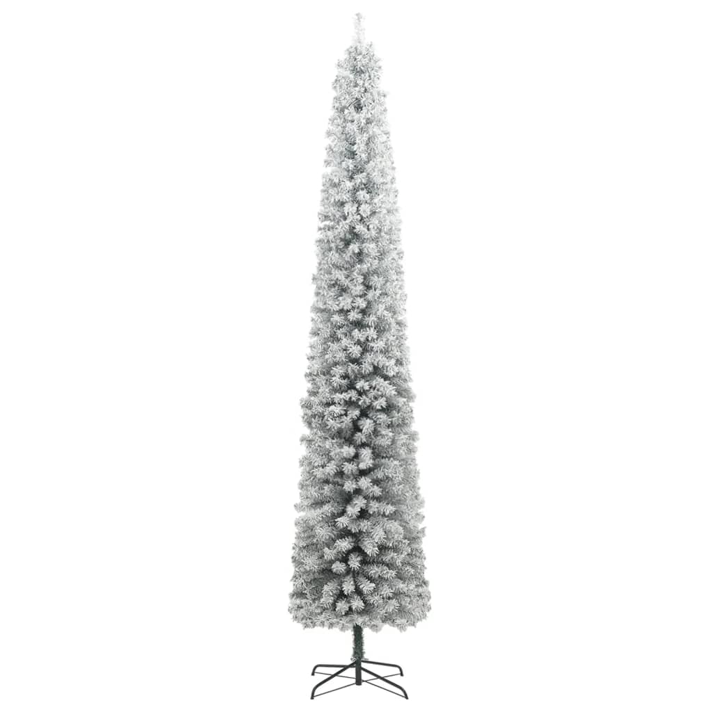 vidaXL Slim Christmas Tree with Stand and Flocked Snow 270 cm PVC 2