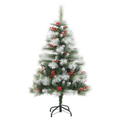 vidaXL Artificial Hinged Christmas Tree with Cones and Berries 150 cm 2