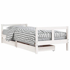 vidaXL Kids Bed Frame with Drawers White 80x200 cm Solid Wood Pine 2