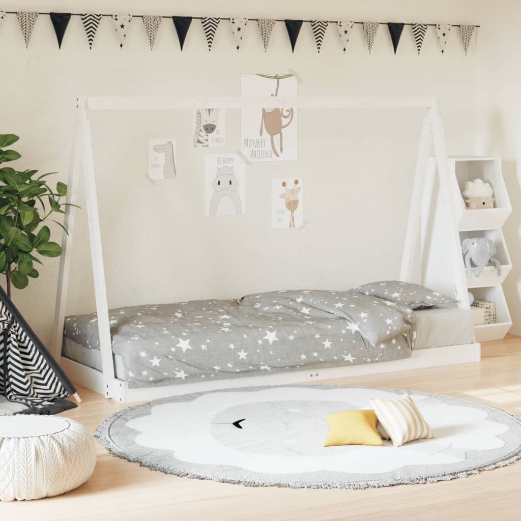 vidaXL Kids Bed Frame White 80x200 cm Solid Wood Pine 1