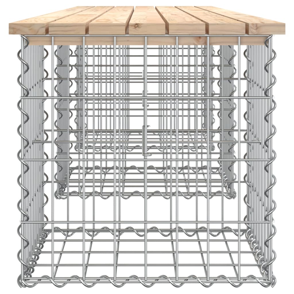 vidaXL Garden Bench Gabion Design 203x44x42 cm Solid Wood Pine 4