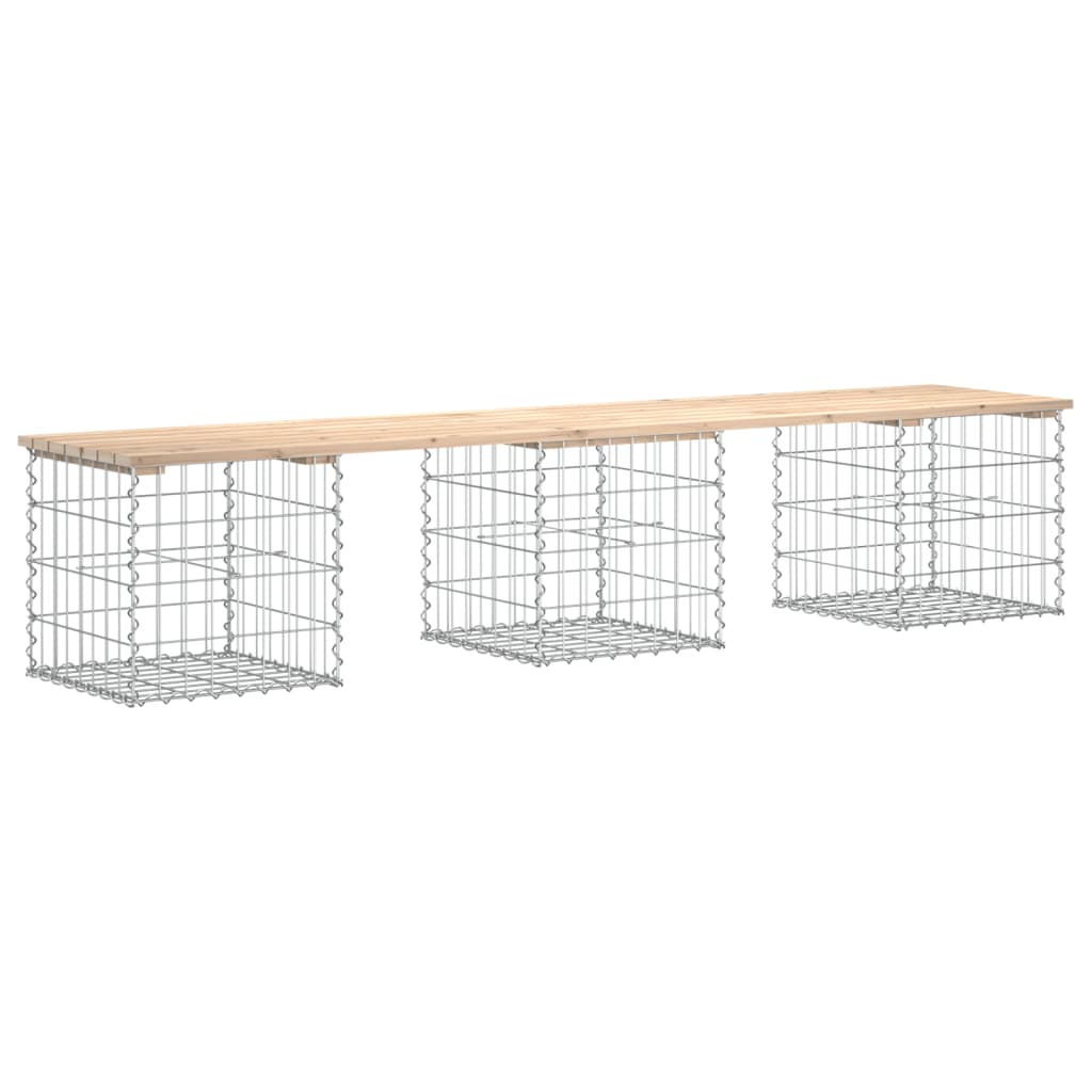 vidaXL Garden Bench Gabion Design 203x44x42 cm Solid Wood Pine 5