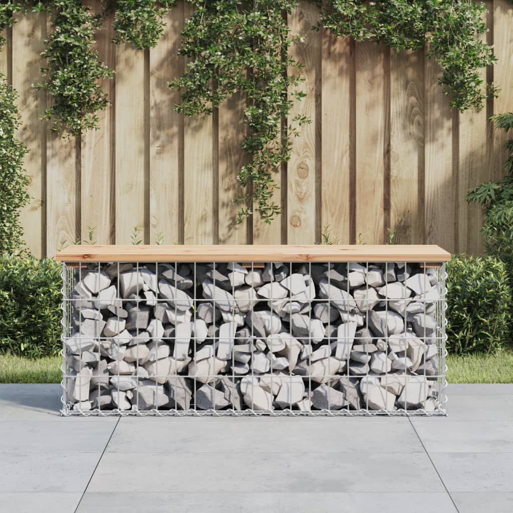 vidaXL Garden Bench Gabion Design 103x31.5x42 cm Solid Wood Pine 1