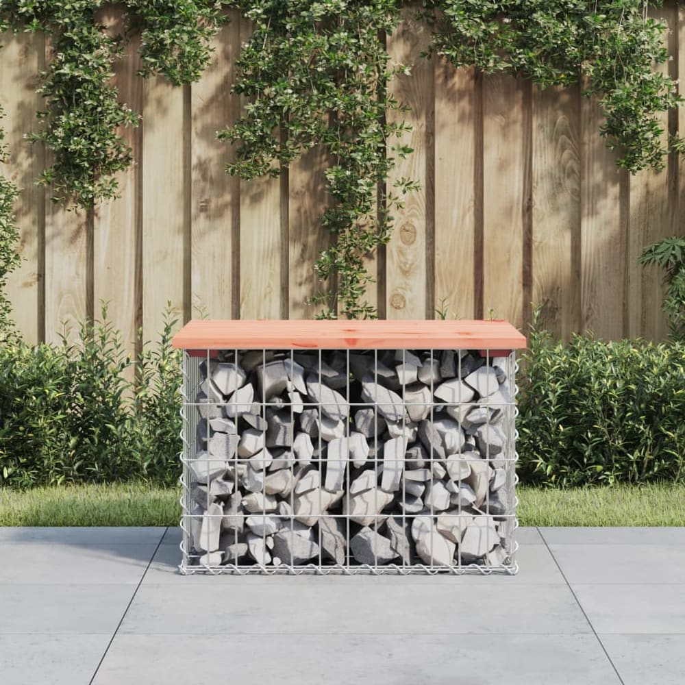 Garden Bench Gabion Design Solid Wood Douglas Natural Douglas 63 cm 44 cm