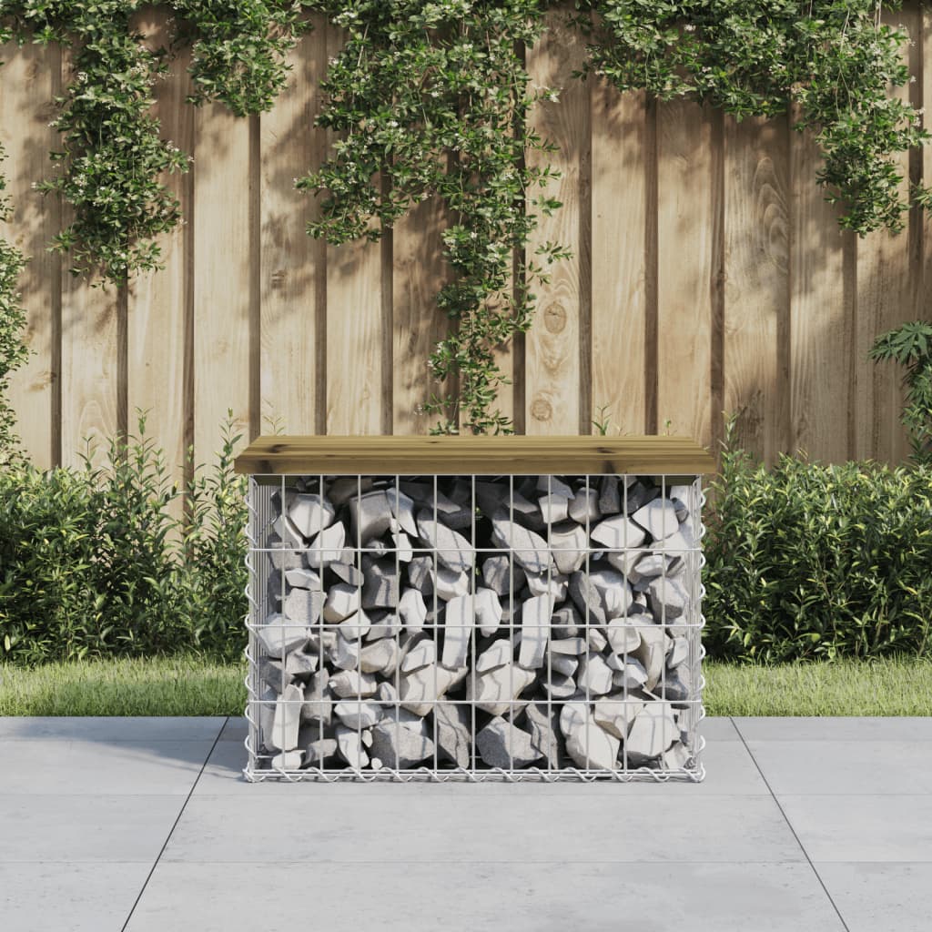 vidaXL Garden Bench Gabion Design 63x44x42 cm Impregnated Wood Pine 1