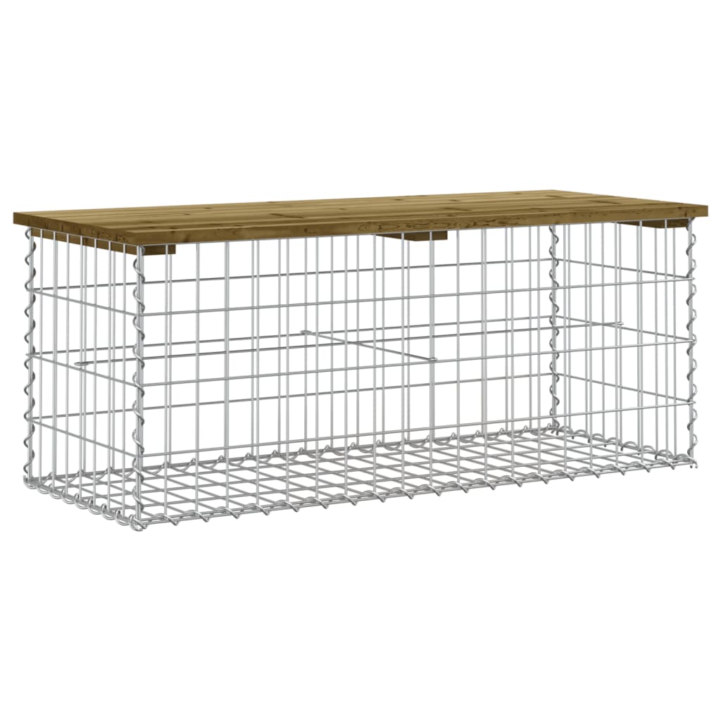vidaXL Garden Bench Gabion Design 103x44x42 cm Impregnated Wood Pine 2
