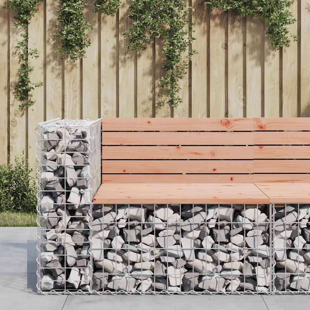 Garden Bench Gabion Design Solid Wood Pine in Natural Douglas