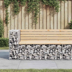 Garden Bench Gabion Design Solid Wood Pine in Natural Pine