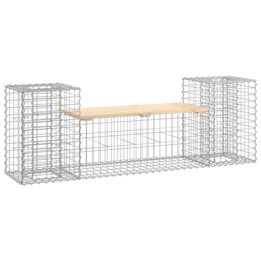 vidaXL Garden Bench Gabion Design 183x41x60.5 cm Solid Wood Pine 2
