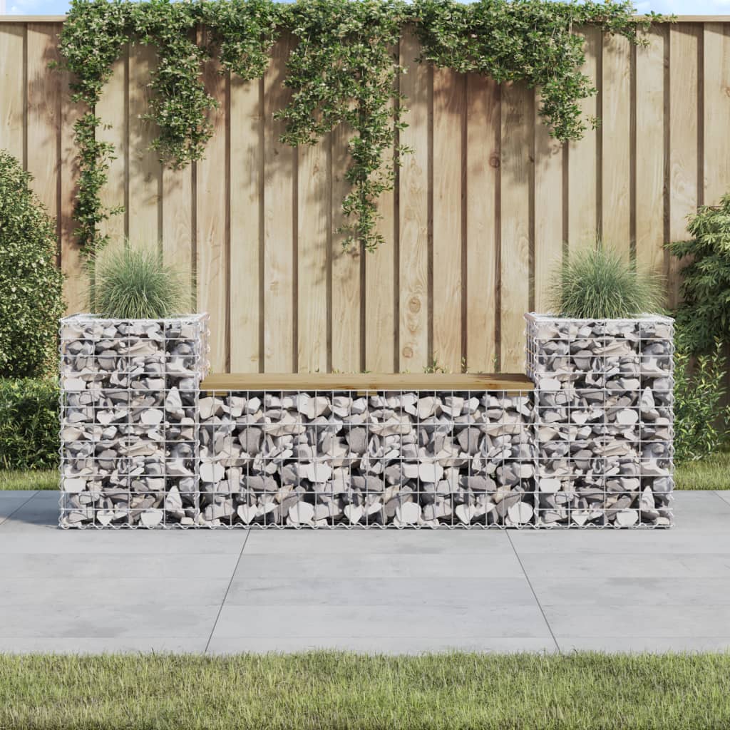 vidaXL Garden Bench Gabion Design 183x41x60.5 cm Impregnated Wood Pine 1
