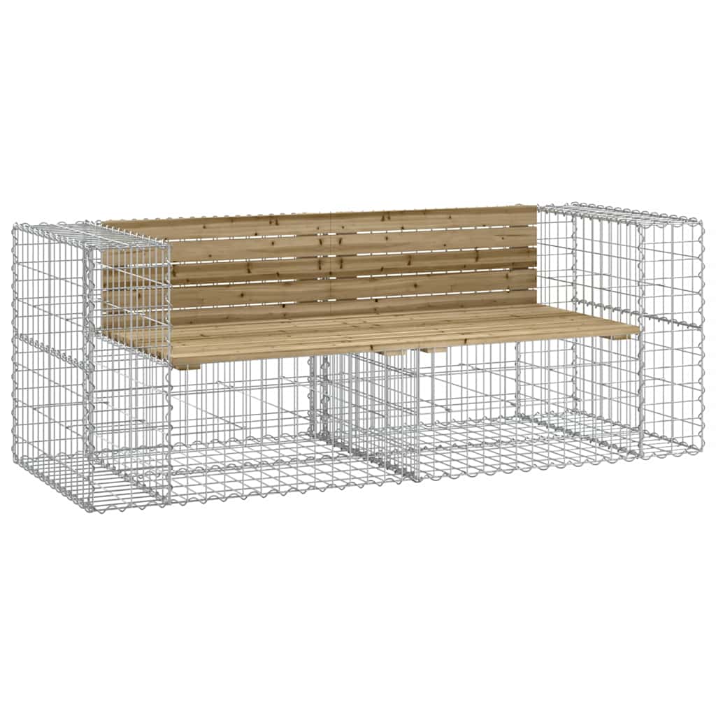 vidaXL Garden Bench Gabion Design 184x71x65.5 cm Impregnated Wood Pine 2