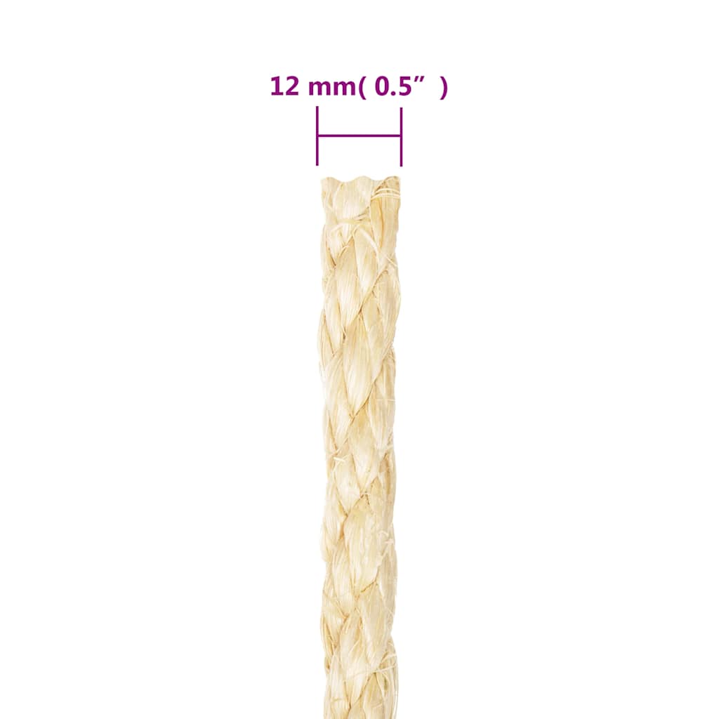 vidaXL Rope 100% Sisal 12 mm 25 m 4