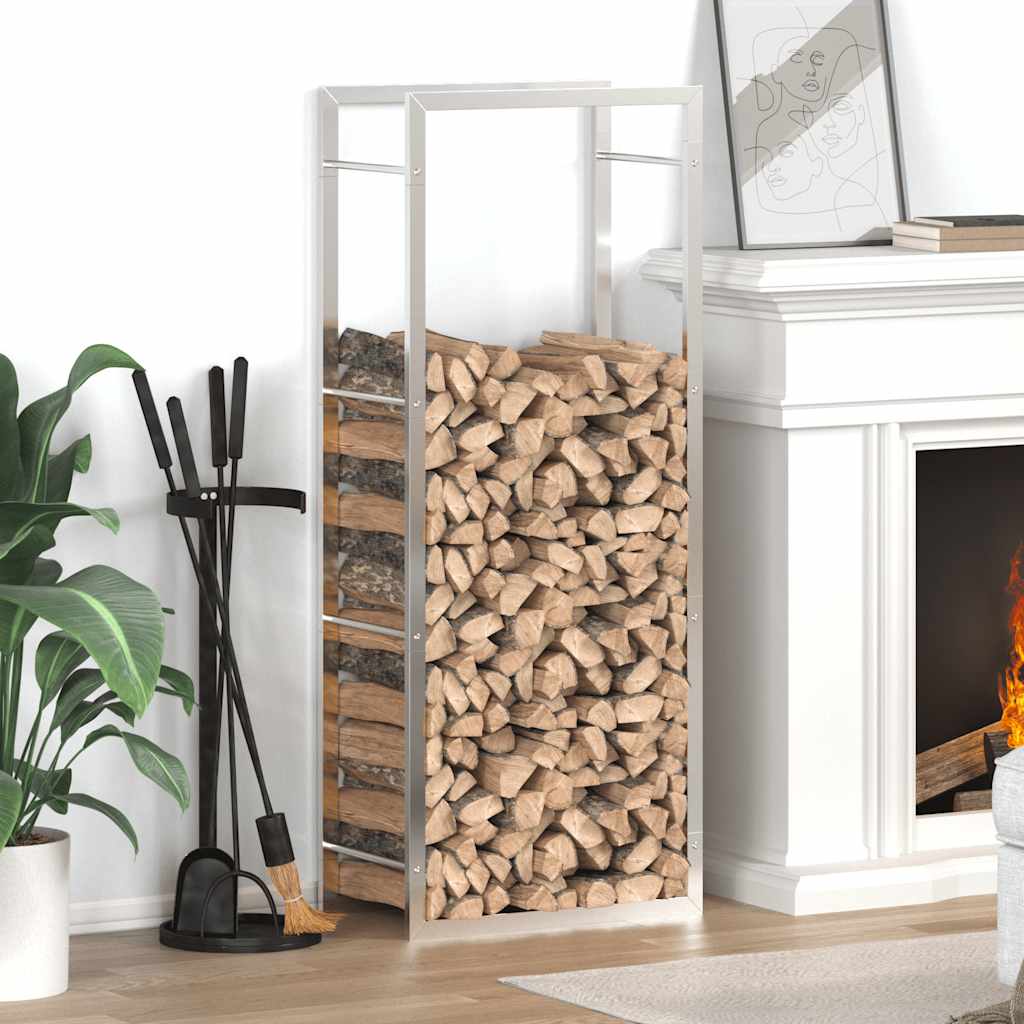 Firewood Rack Matt Steel Silver 50 cm 132 cm