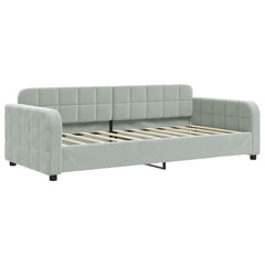 Daybed 90x190 cm Velvet Light grey With mattress