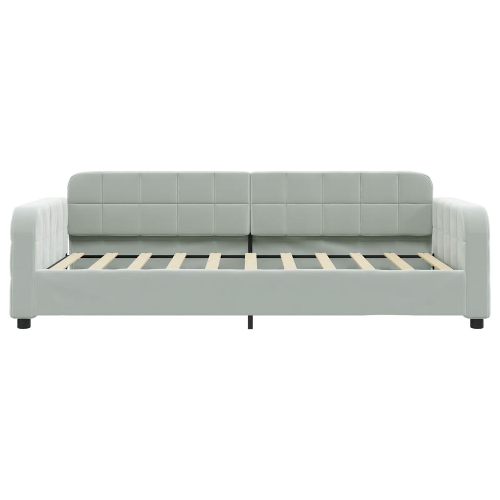 Daybed 90x190 cm Velvet Light grey With mattress