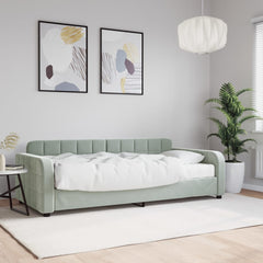Daybed 90x190 cm Velvet Light grey With mattress