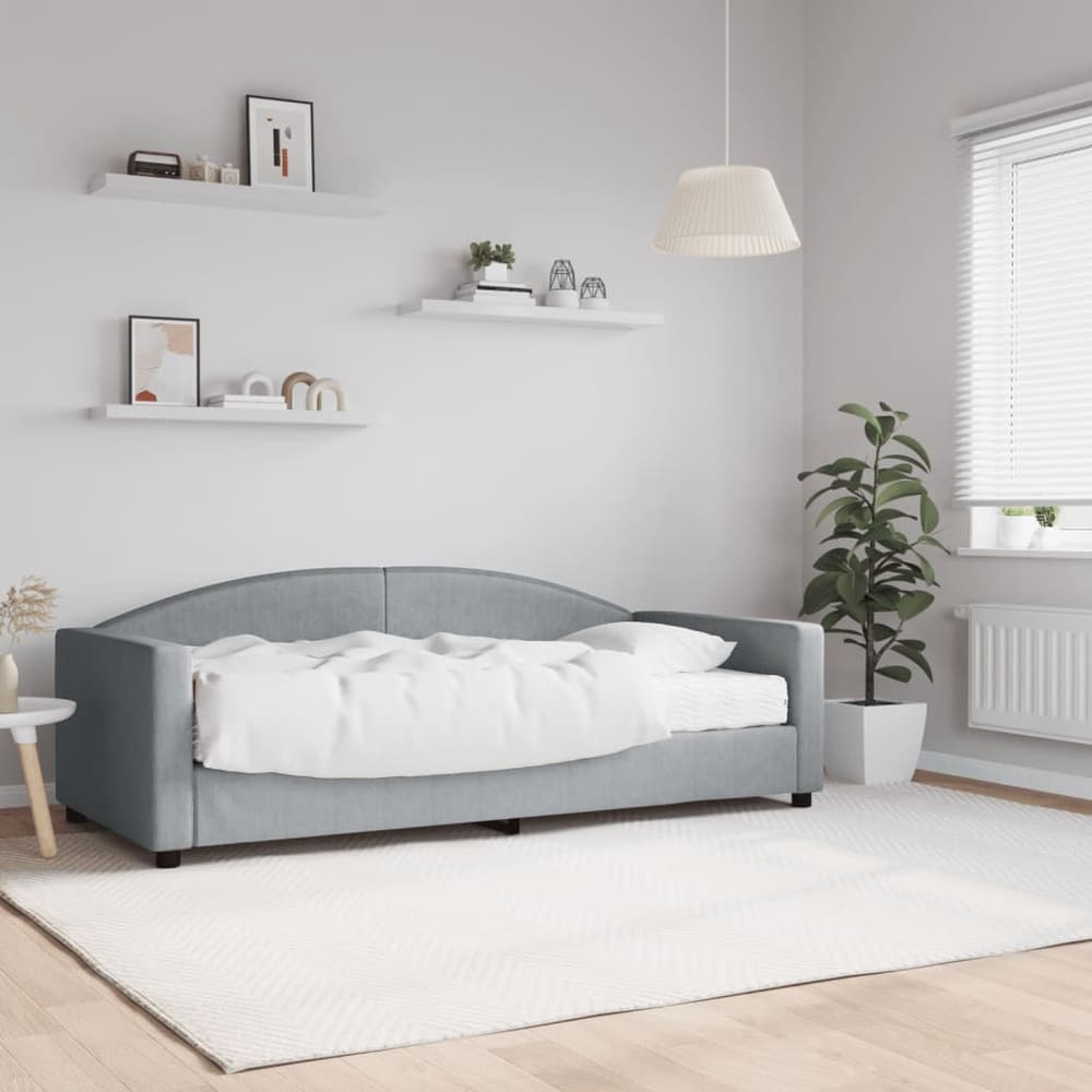 Day Bed 90x190 cm Fabric Light grey With mattress
