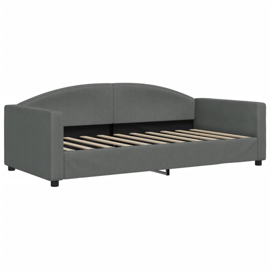 Day Bed 90x190 cm Fabric Dark grey With mattress
