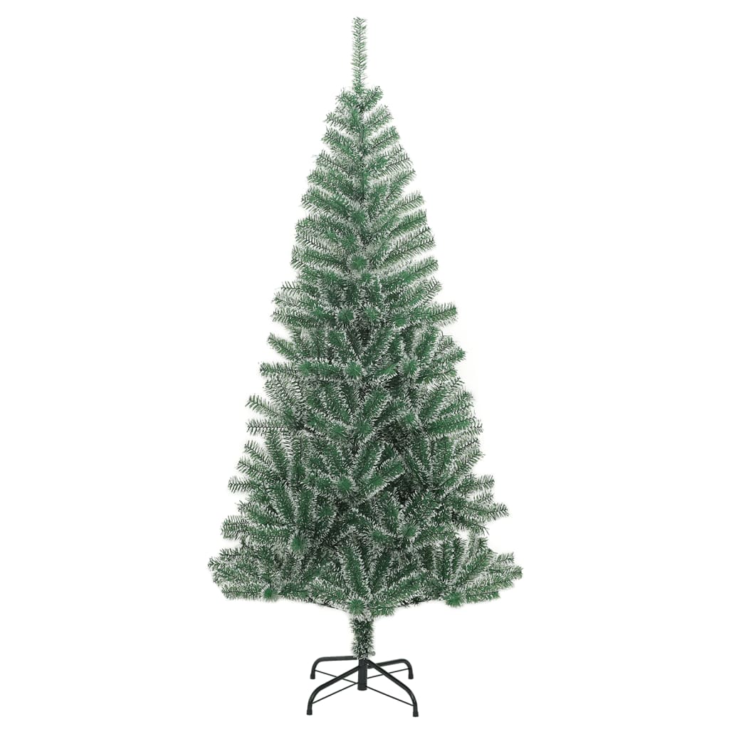 vidaXL Artificial Christmas Tree with Flocked Snow Green 210 cm 2