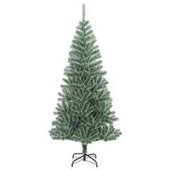 vidaXL Artificial Christmas Tree with Flocked Snow Green 210 cm 2