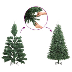 vidaXL Artificial Hinged Christmas Tree | Green | PVC, Metal | Foldable 4