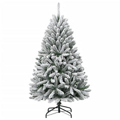 vidaXL Artificial Hinged Christmas Tree | Green and white | PVC, metal 2