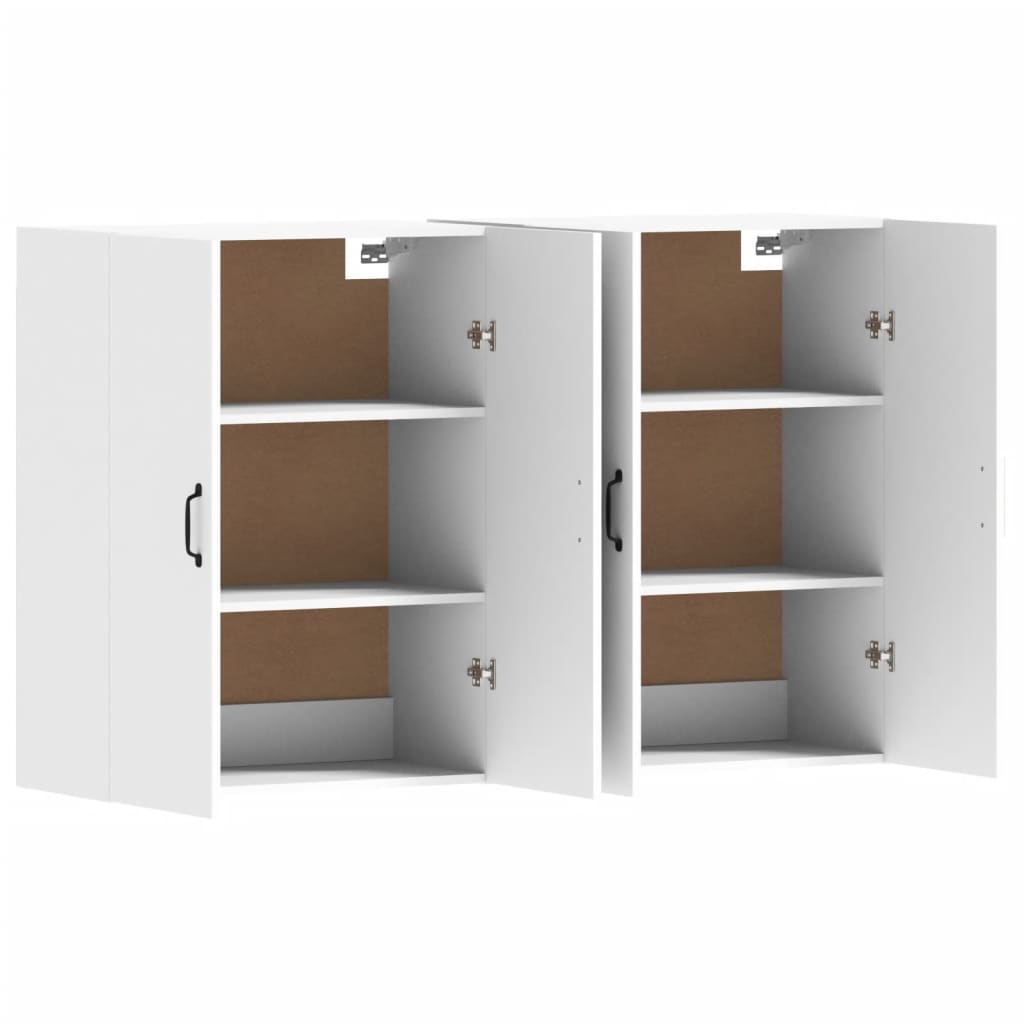 Wall Mounted Cabinets 2 pcs Engineered Wood Metal Black White