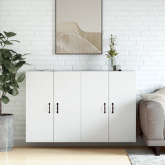 Wall Mounted Cabinets 2 pcs Engineered Wood Metal Black White