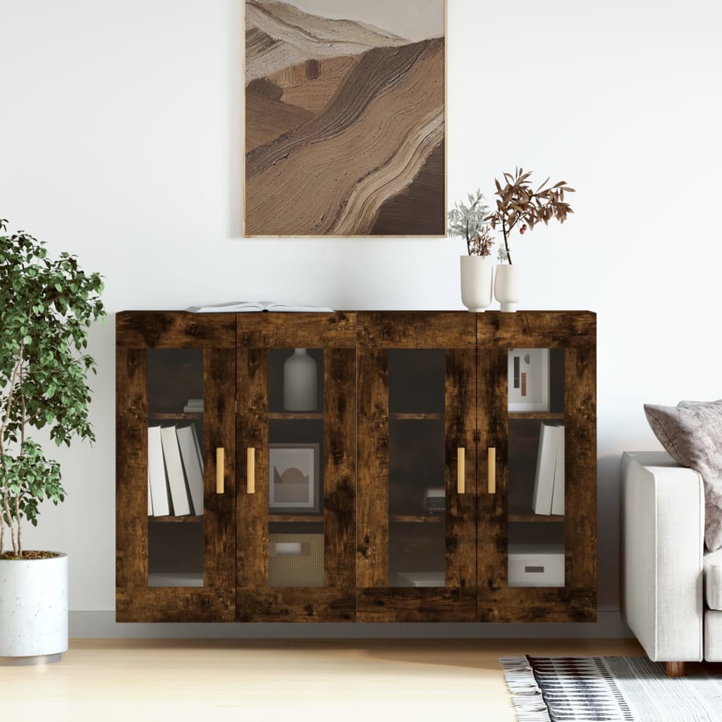 Wall Mounted Cabinets 2 pcs Engineered Wood Smoked oak