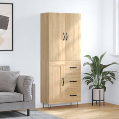 Highboard 69.5x34x180 cm Engineered Wood 1 Wood Door 3 Drawers Sonoma oak