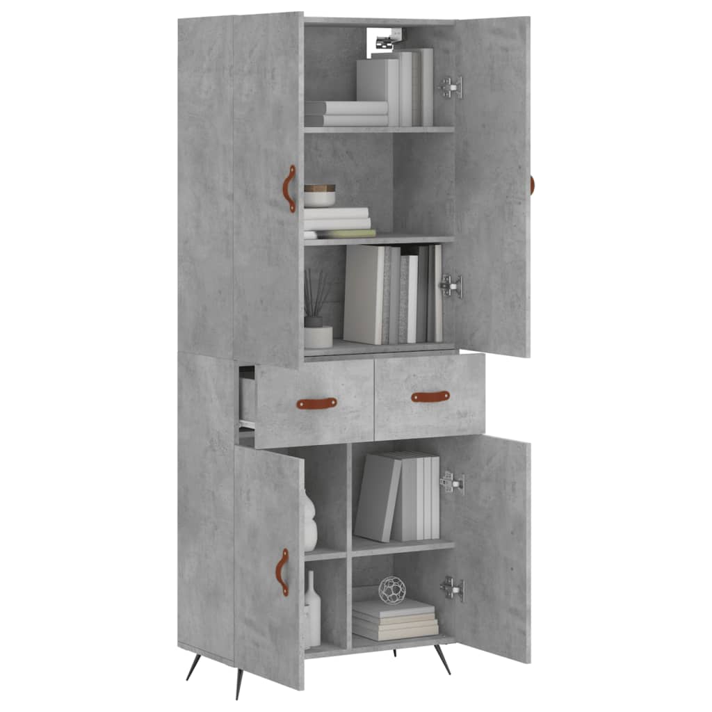 vidaXL Highboard Concrete Grey 69,5x34x180 cm Engineered Wood 3