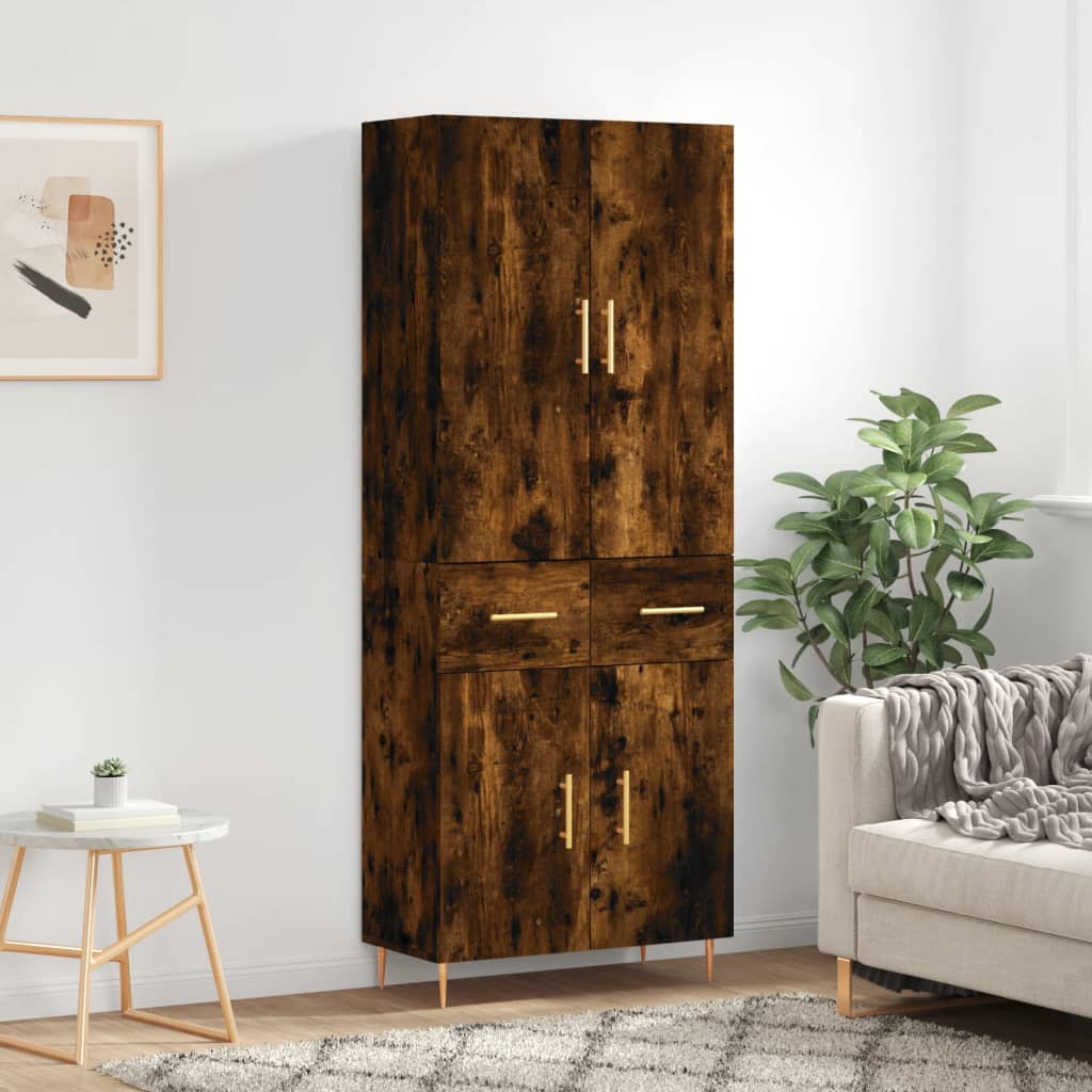 Highboard 69.5x34x180 cm Engineered Wood 2 Doors 2 Drawers Smoked oak