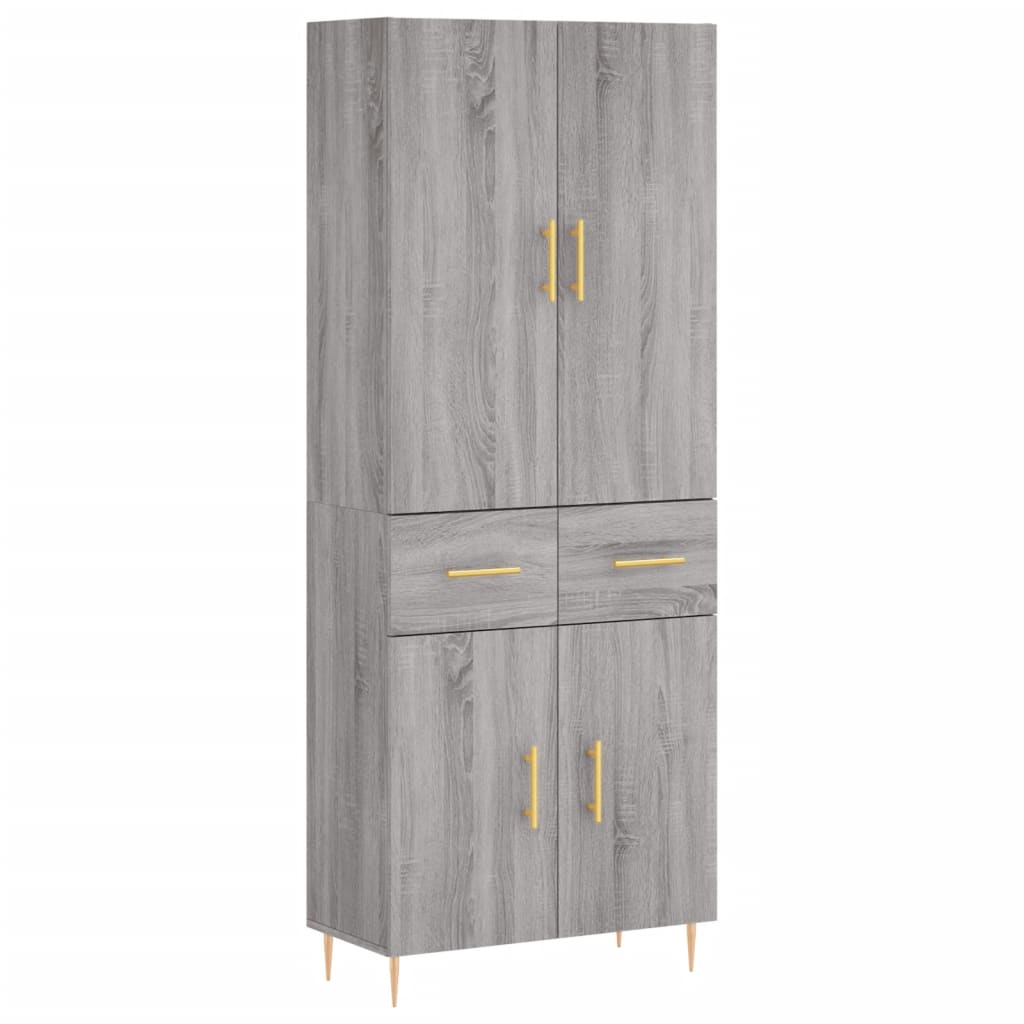 Highboard 69.5x34x180 cm Engineered Wood 2 Doors 2 Drawers Grey sonoma