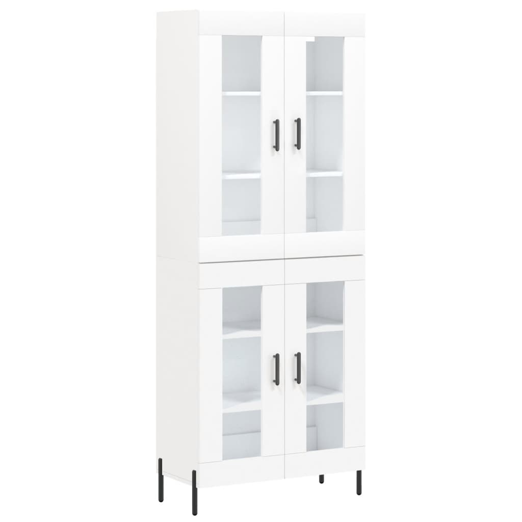 Highboard 69.5x34x180 cm Engineered Wood 2 Glass Doors White