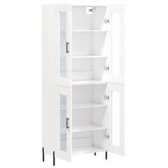 Highboard 69.5x34x180 cm Engineered Wood 2 Glass Doors White