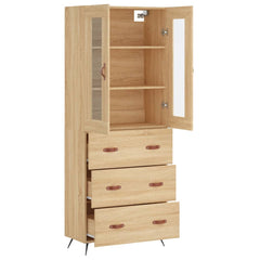 Highboard 69.5x34x180 cm Engineered Wood 3 Drawers Sonoma oak