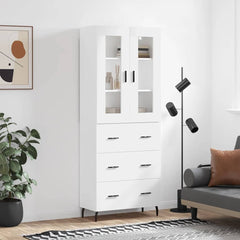Highboard 69.5x34x180 cm Engineered Wood 3 Drawers White